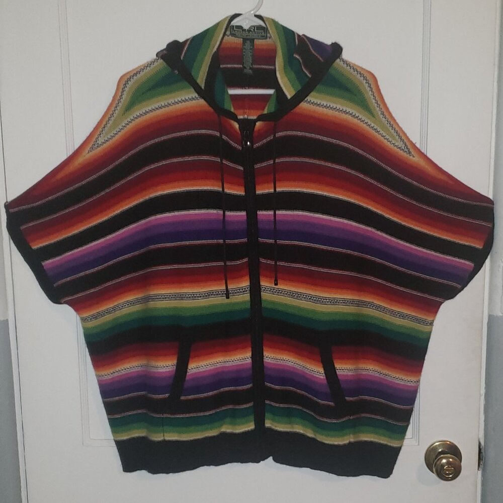 Ralph Lauren Active Womens Southwestern Aztec Pattern Hooded Poncho XS